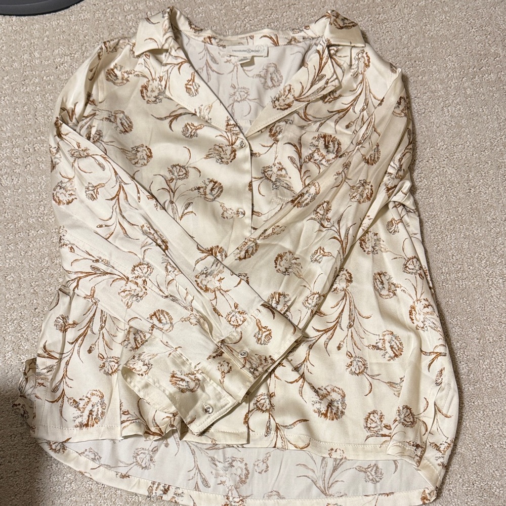 Treasure & Bond Cream Floral Button Down Shirt